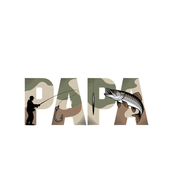 Horgász Papa minta fehér pólón