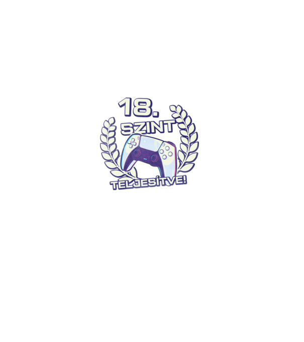18. szint teljesítve PS5 v2 minta fekete pólón