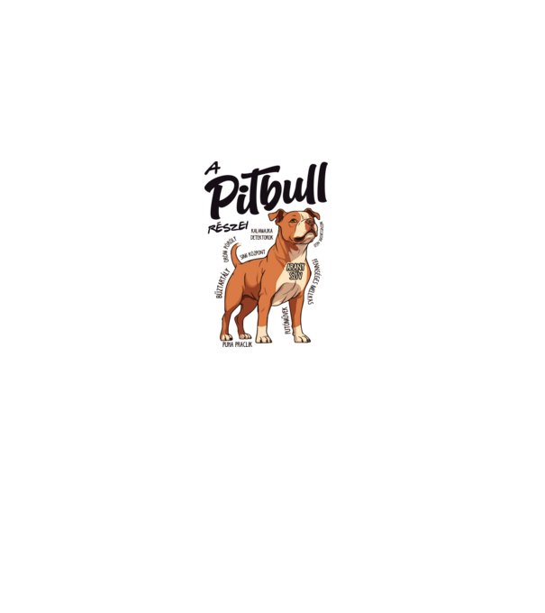A pitbull részei minta fehér pólón