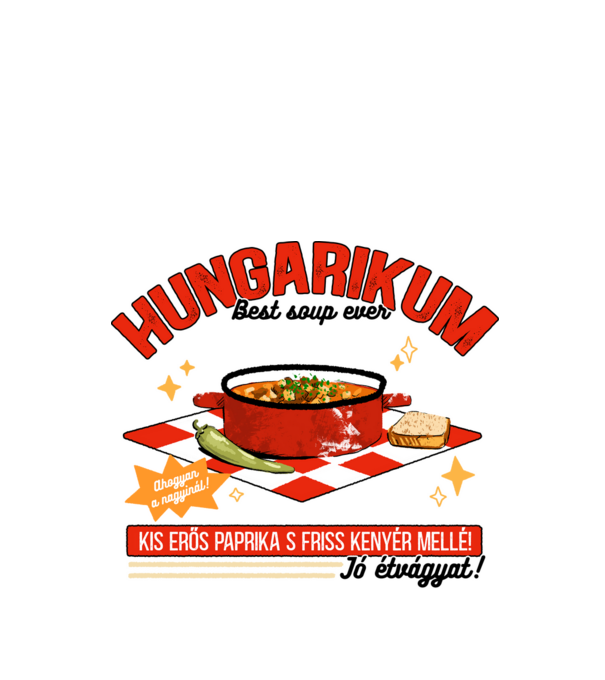 Gulyás leves Hungarikum minta fekete pólón