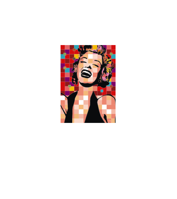 pop art minta fehér pólón