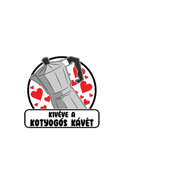 Kotyogós kávé minta fehér pólón