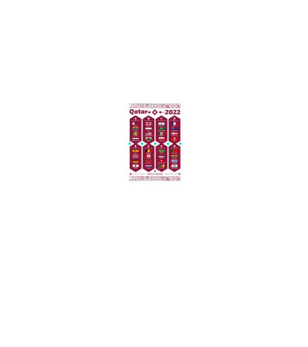 Qatar 2022 teams - csapatok világos minta fehér/piros pólón