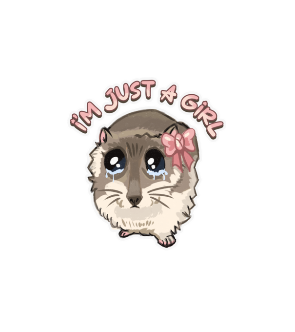Sad coquette hamster meme felirattal minta fehér pólón