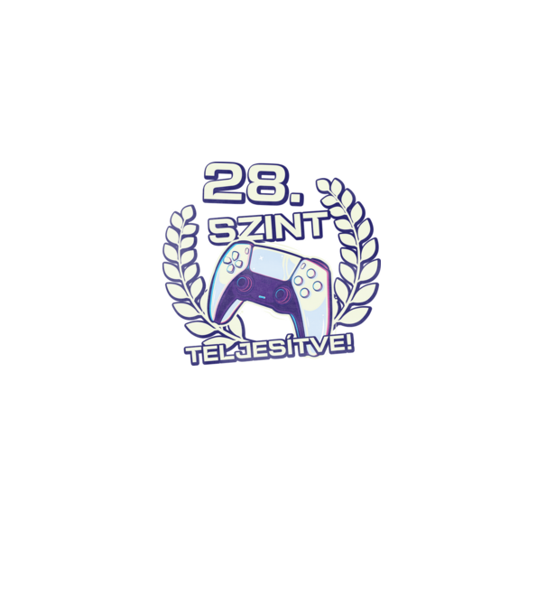28. szint teljesítve PS5 v2 minta fekete pólón