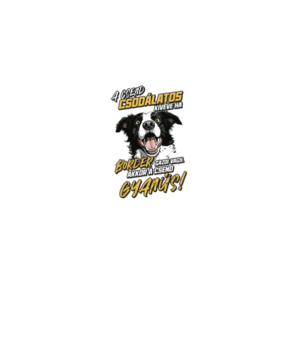 Border Collie Gyanús csend minta fekete pólón