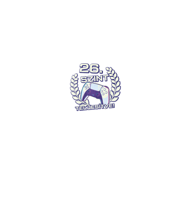 26. szint teljesítve PS5 v2 minta fekete pólón