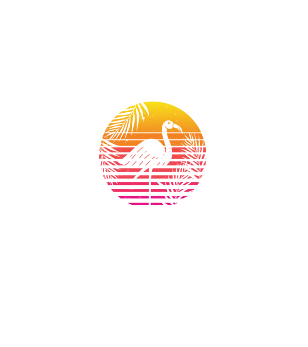 Retro flamingo sunset minta fekete pólón