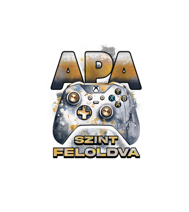 Apa szint feloldva minta fehér pólón