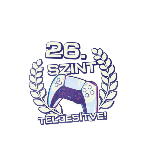 26. szint teljesítve PS5 v2 minta fehér pólón