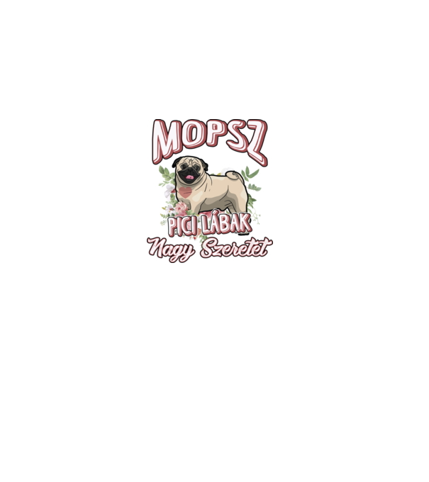 Floral mopsz minta fehér pólón