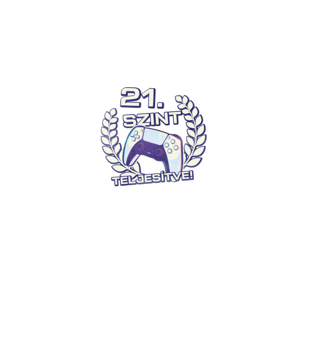 21. szint teljesítve PS5 v2 minta fekete pólón