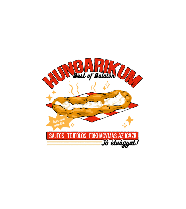 Lángos Hungarikum minta fehér pólón