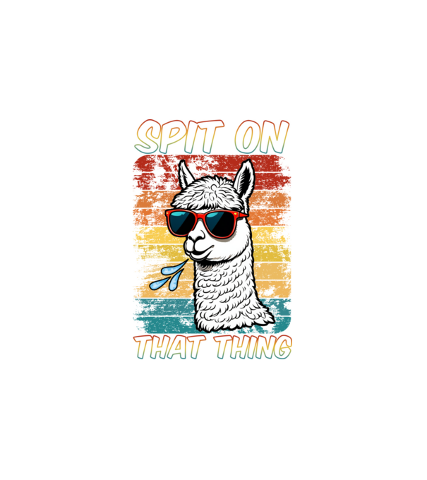 Spit on that thing láma szivárványos minta fehér pólón