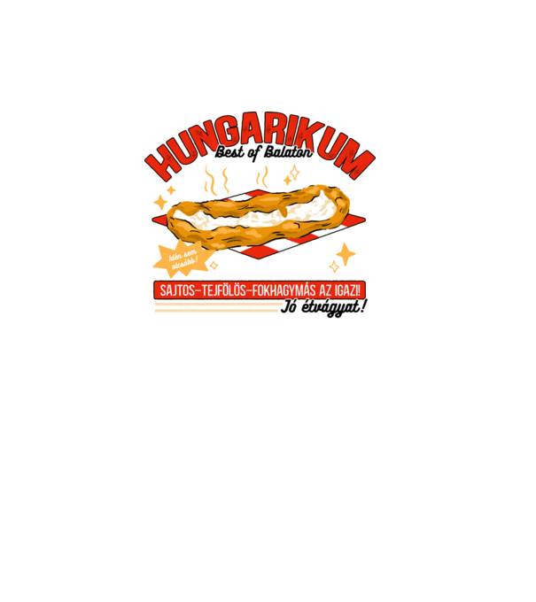 Lángos Hungarikum minta fehér pólón
