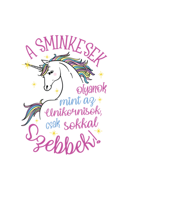 Unikornis Sminkesek fehérre minta fekete pólón
