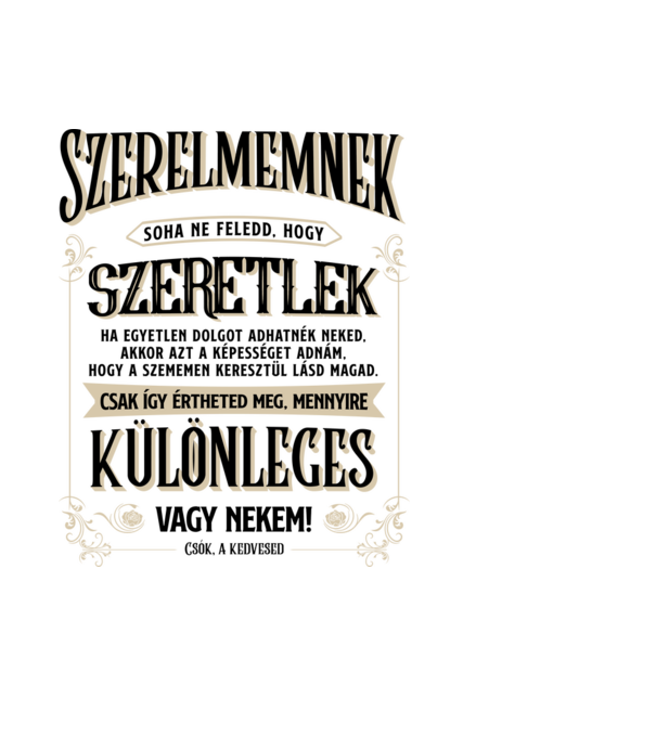 Szerelmemnek minta fekete pólón