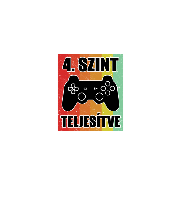 4 szint teljesítve retro gamer minta fekete pólón