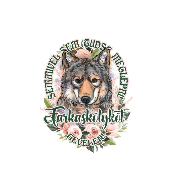 Farkas mama farkaskölyök minta fehér pólón