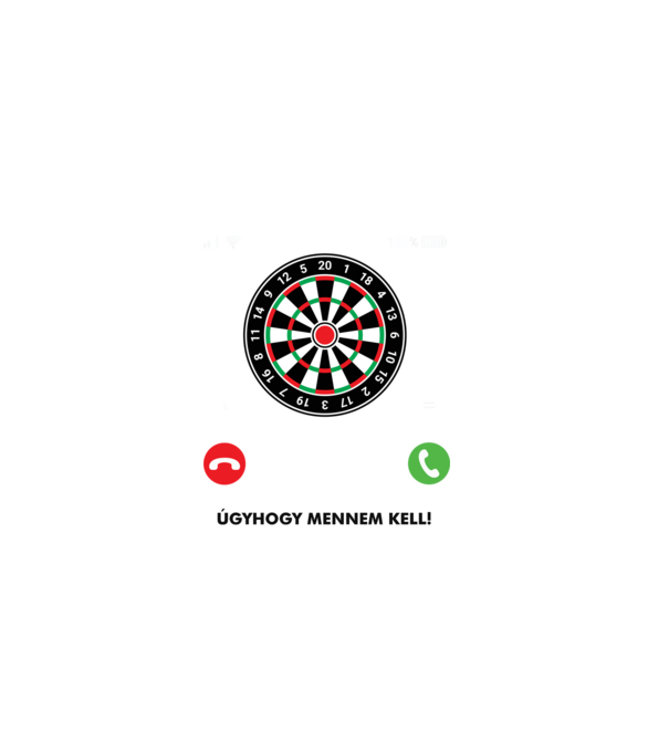 Hív a darts mennem kell minta fekete pólón