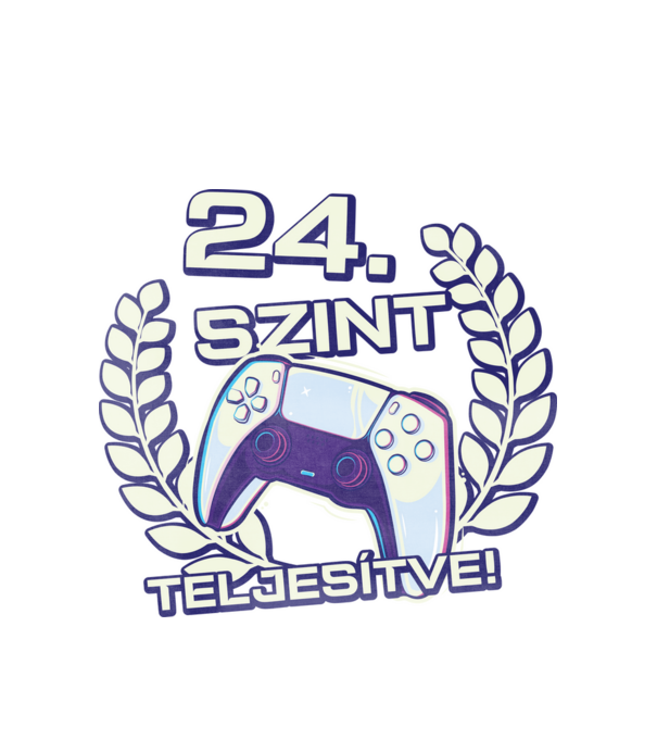 24. szint teljesítve PS5 v2 minta fehér pólón