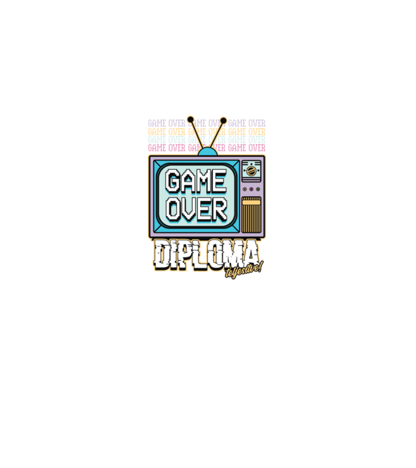 Retro ballagás diploma teljesítve minta fekete pólón