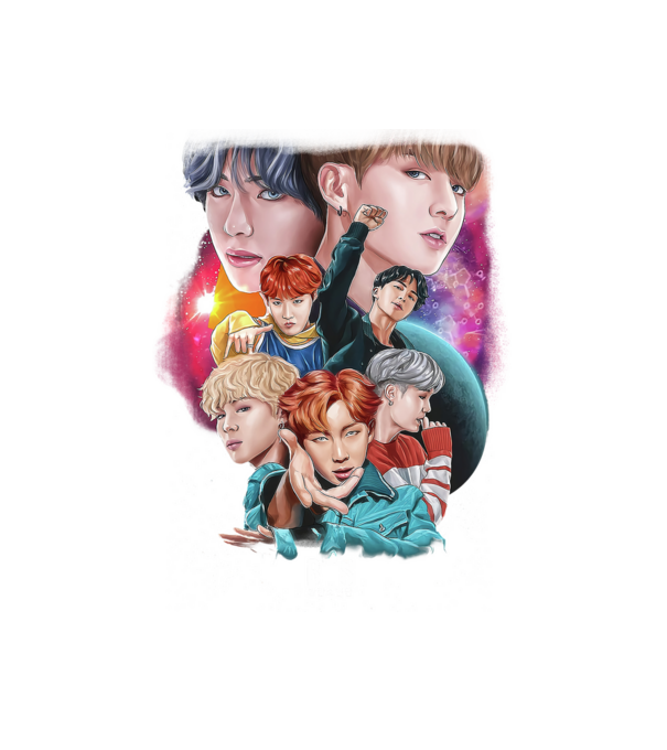 Bts poszter minta fehér pólón