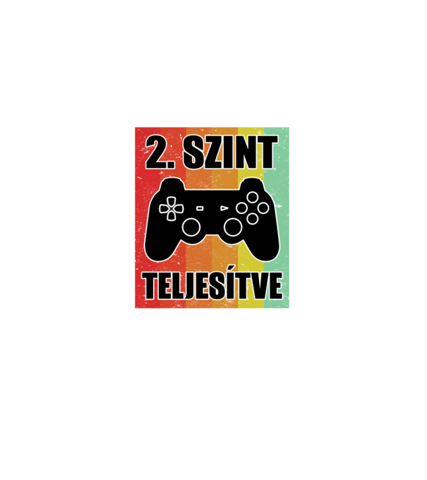 2 szint teljesítve retro gamer minta fekete pólón
