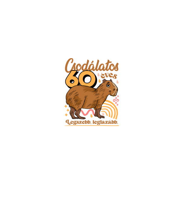 Capybara 60 éves minta fehér pólón