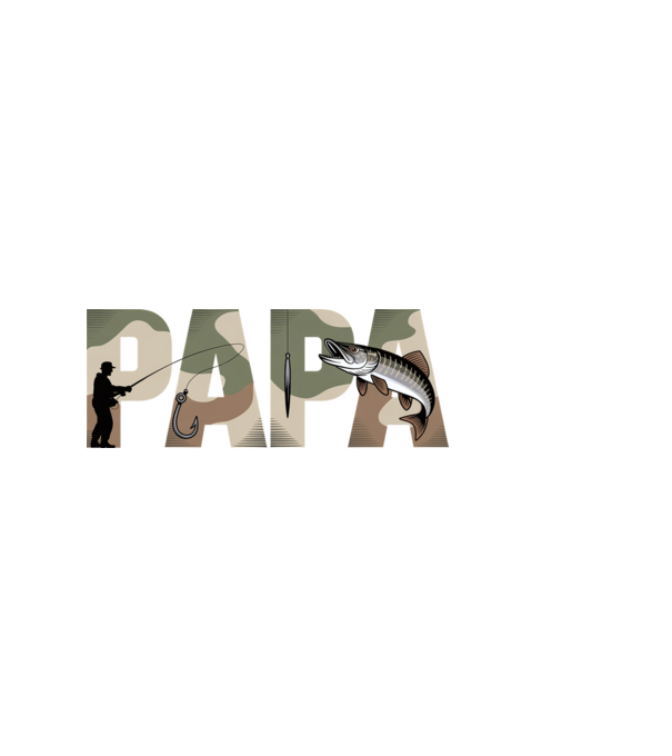 Horgász Papa minta fekete pólón