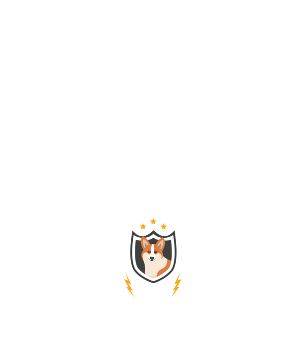 Biztonsági szolgálat corgie minta fehér pólón