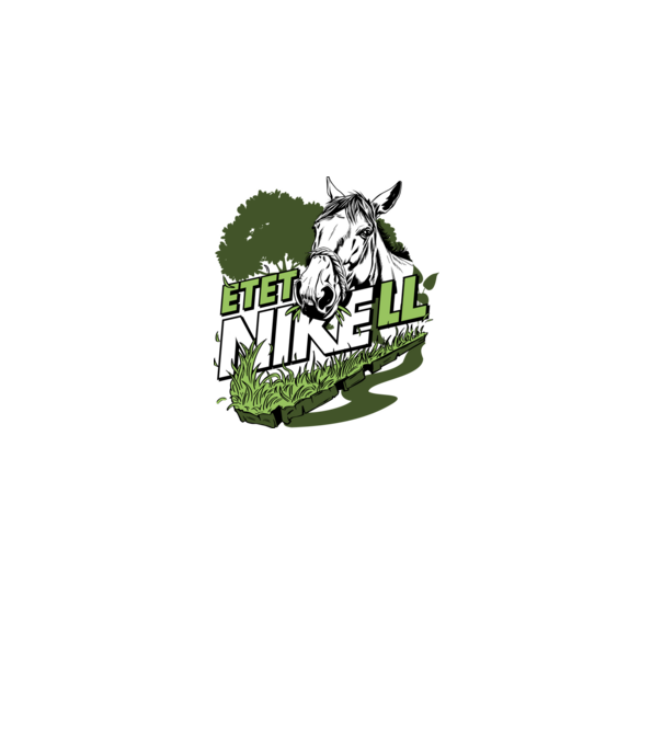 EtetNikell lovas feketére minta fekete pólón