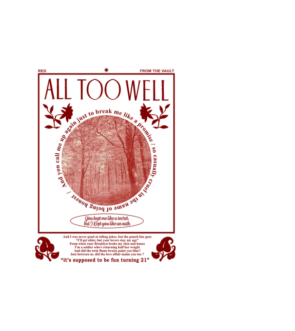 Taylor Swift All too well minta fehér pólón