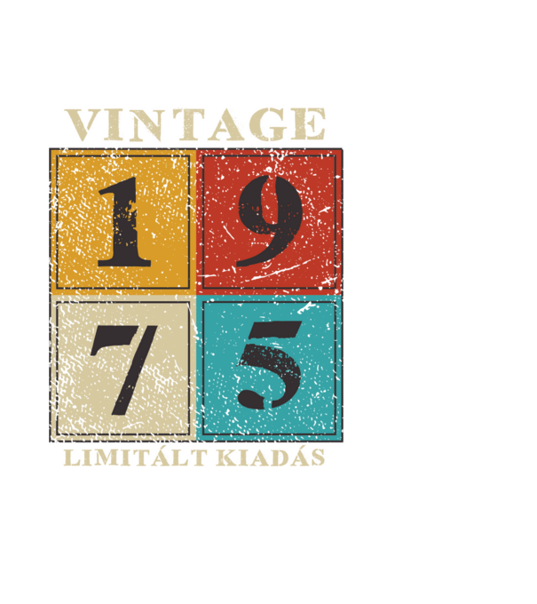 Vintage limitált - 1975 világos minta fekete pólón
