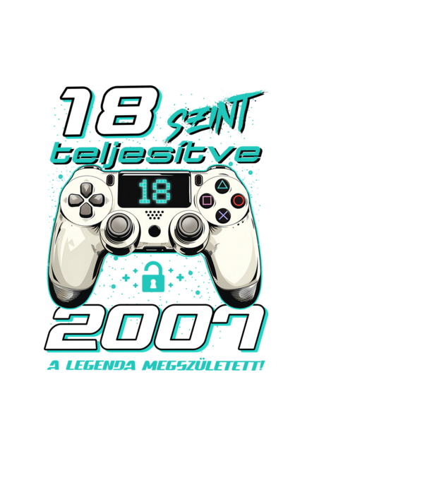 Gamer szülinap 18 éves minta fekete pólón