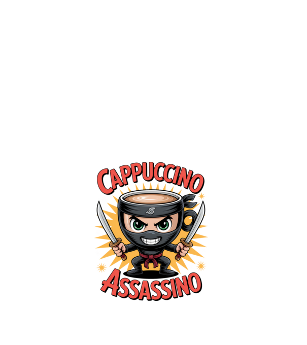 Cappuccino Assasino minta fehér pólón