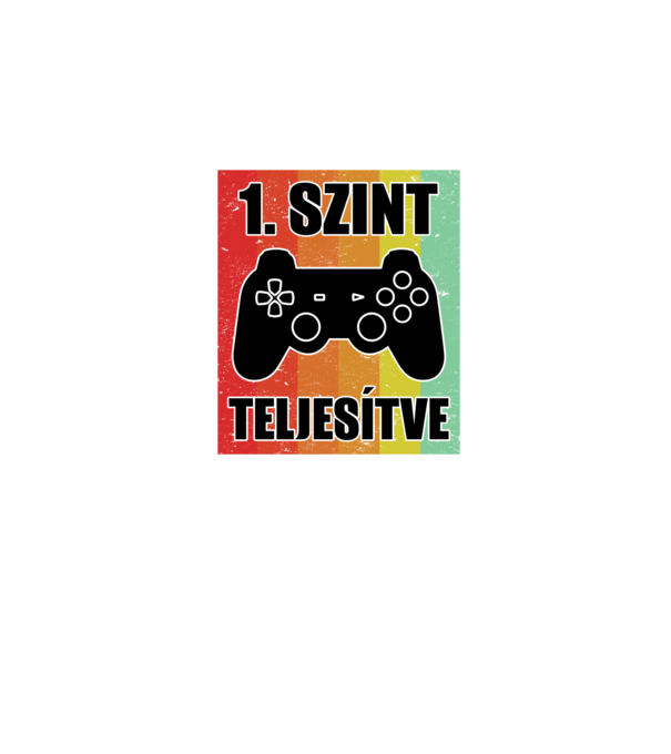 1 szint teljesítve retro gamer minta fekete pólón