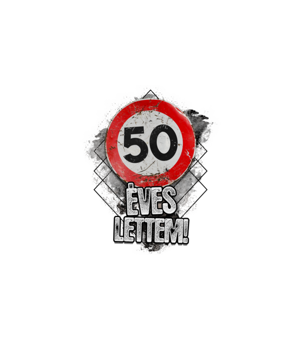 Speedlimit 50 éves fehérre minta fehér pólón
