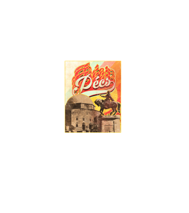 Retro Pécs minta piros pólón
