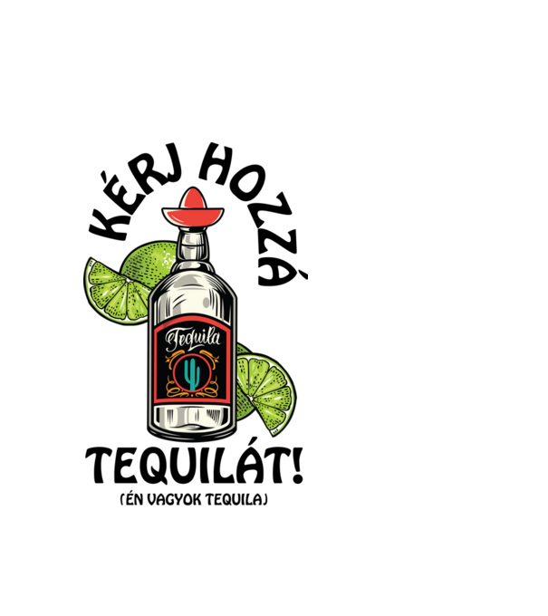 Tequila és citrom tequila fekete minta fehér pólón