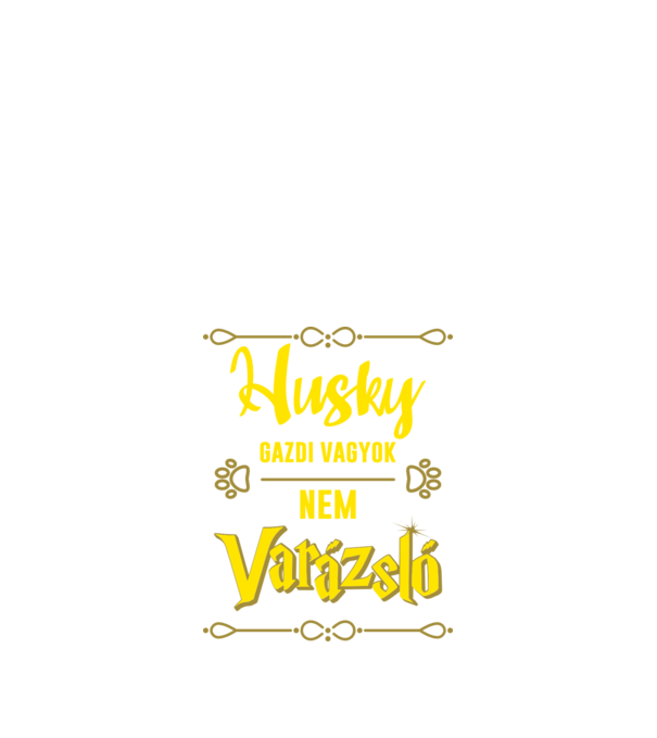 Gazdi vagyok nem varázsló artboard Husky minta fekete pólón
