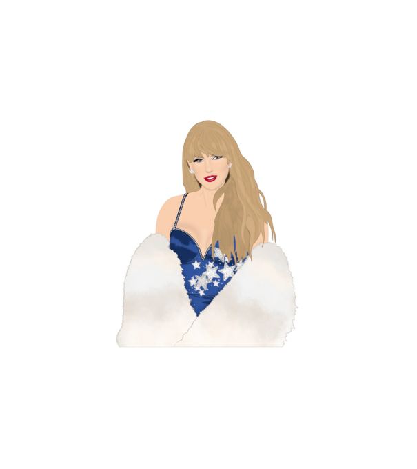 Taylor Swift blue minta fehér pólón