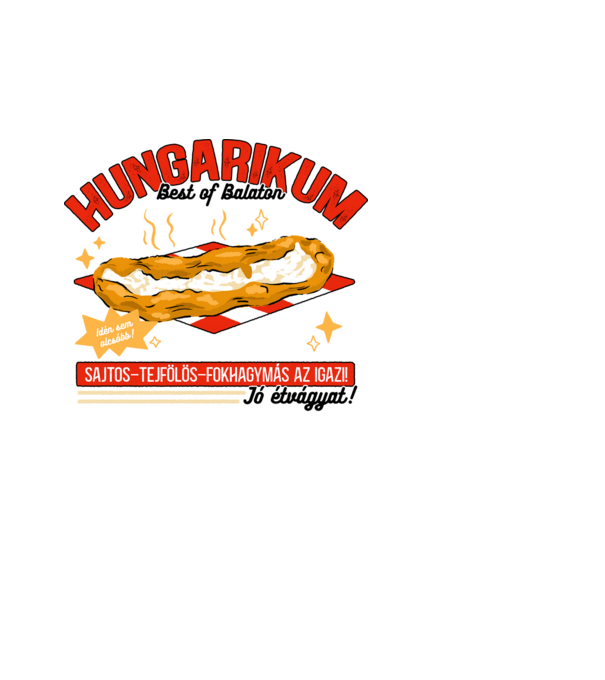 Lángos Hungarikum minta fehér pólón
