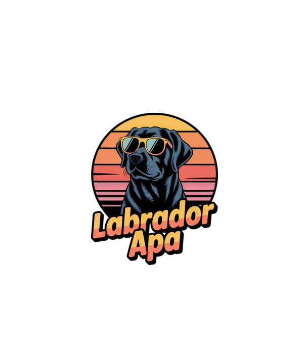 Labrador Apa minta fekete pólón