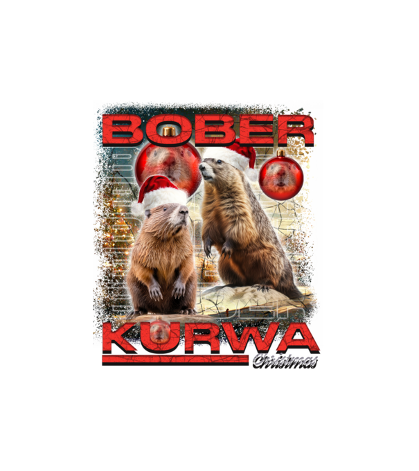 Bóber Kurwa xmas minta fehér pólón