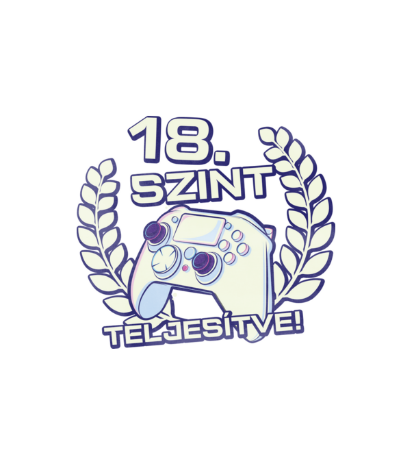 18. szint teljesítve minta fehér pólón