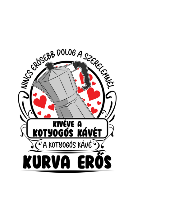 Kotyogós kávé minta fehér pólón