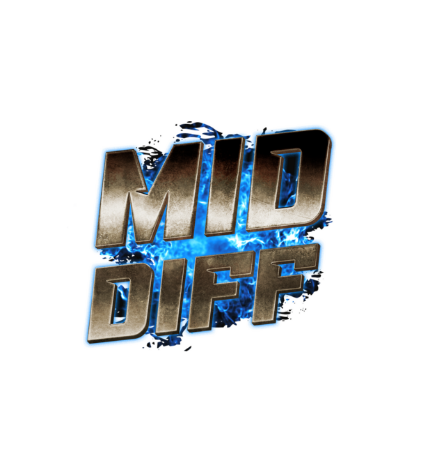 MID DIFF metalic blue fire minta fehér pólón