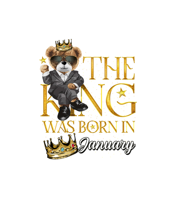 The king was born int JANUARY minta fehér pólón