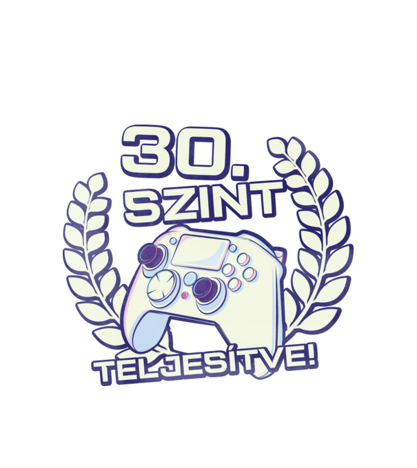 30. szint teljesítve minta fehér pólón